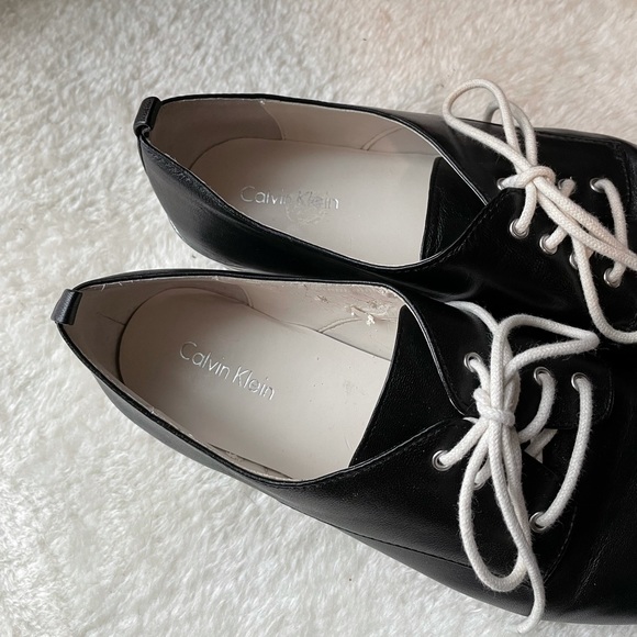 Calvin Klein Black Leather Kassia Oxford Shoes - Picture 5 of 8